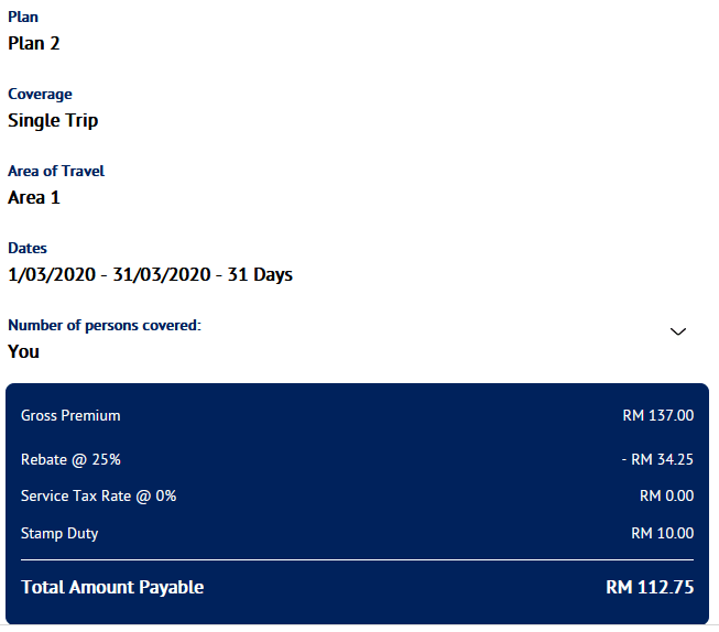 MSIG travel insurance plan 2